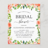 Chá de panela Coral de Orçamento Convite Floral