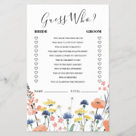 Flyer Chá de panela De Flor Selvagem Adivinha Quem Joga