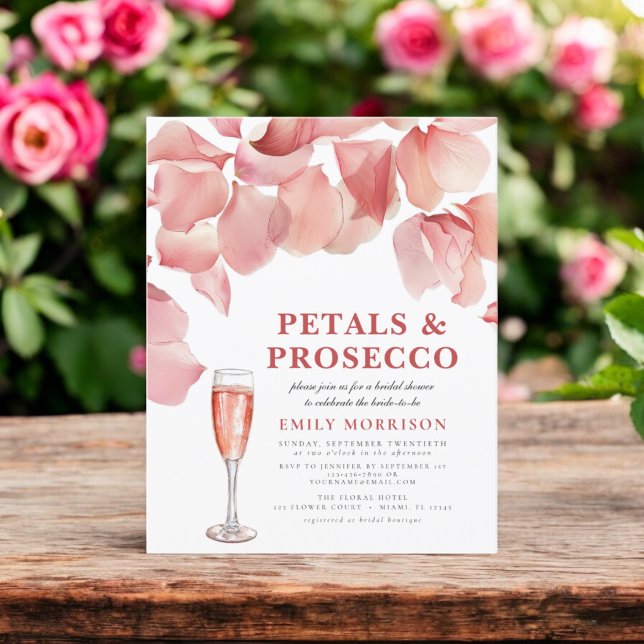 Flyer Chá de panela de Petals de Orçamento e Prosecco (Criador carregado)