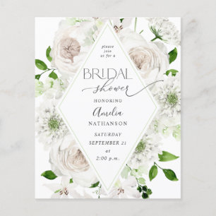 Flyer Chá de panela Floral Branco de Orçamento