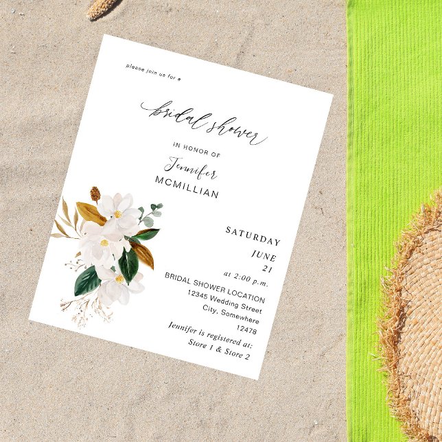 Flyer Chá de panela Floral Branco Magnolia (Criador carregado)