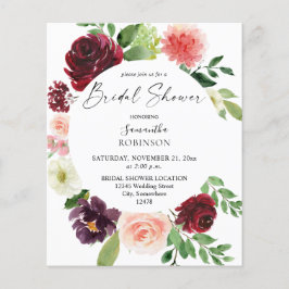 Flyer Chá de panela Floral Cor-de-Rosa e Borda-Rubrica 4