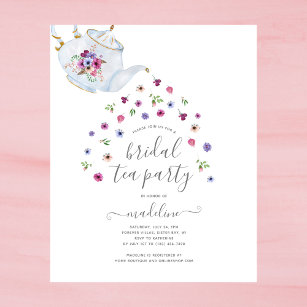 Flyer Chá de panela Floral de Tea Convite de festas