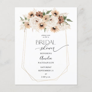 Flyer Chá de panela Floral Neutro de Boho