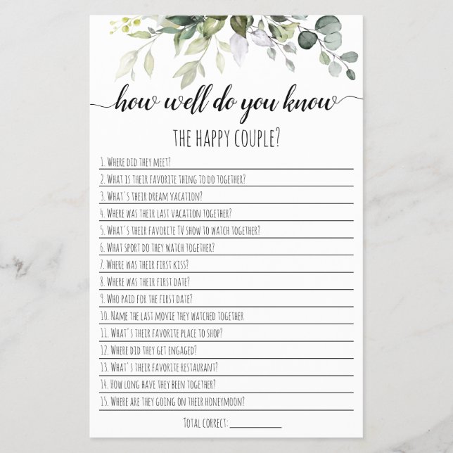 Flyer Chá de panela game Como você conhece bem o casal (Frente)