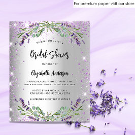 Flyer Chá de panela lavanda prata convite orçamental