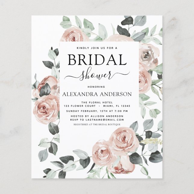 Flyer Chá de panela Rosa com Dureza Orçamentária Convite (Frente)