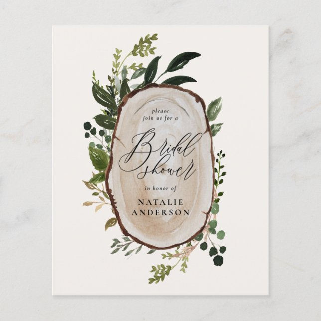 Flyer chá de panela rústico de corte de madeira (Frente)