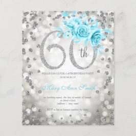 Flyer Chamada Silver Teal Floral 60 Aniversário