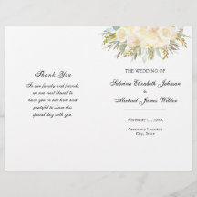 Champagne Floral Wedding Program