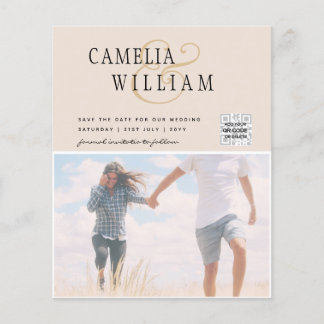 Flyer Champanhe Blush PHOTO Casamento Convite QR Código
