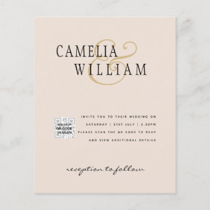Flyer Champanhe Blush PHOTO Casamento Convite QR Código