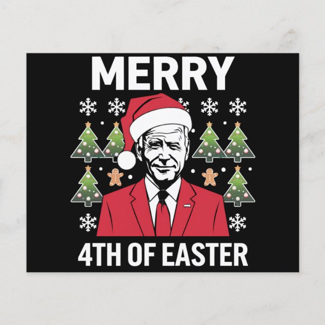 Flyer Chapéu de Natal de Joe Biden Merry 4 de Páscoa  (Frente)