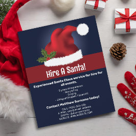 Flyer Chapéu de Natal Vermelho Festivo no Azul - Contrat