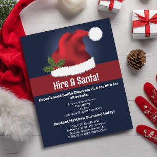 Flyer Chapéu de Natal Vermelho Festivo no Azul - Contrat