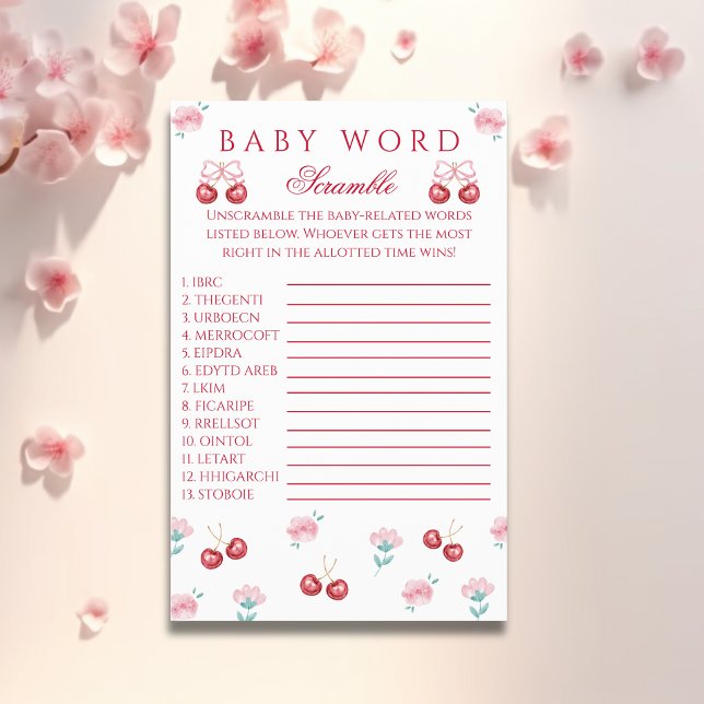 Flyer Cherry Blossom Baby Word Scramble Game (Criador carregado)