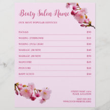 Cherry Blossom Beauty Salon Services Price List
