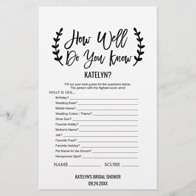 Flyer Chic Black Como Você Conhece O Jogo Da Noiva? (Frente)