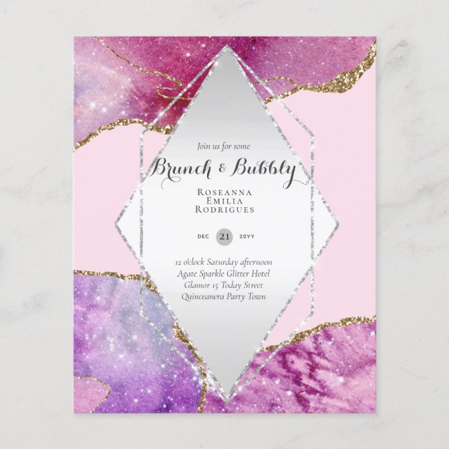 Flyer CHIC BUDGET BRUNCH e BUBBLY AGATE GLITTER Inv (Frente)