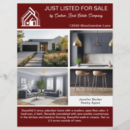 Flyer Chic Burgundy Real Estate Home Listing 2 Sided