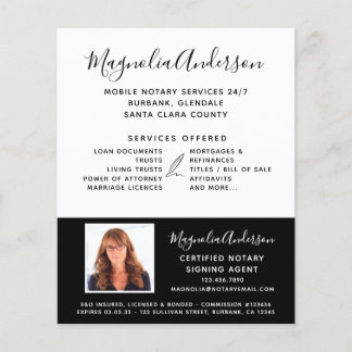 Flyer Chic Mobile Notary Service Black White Photo