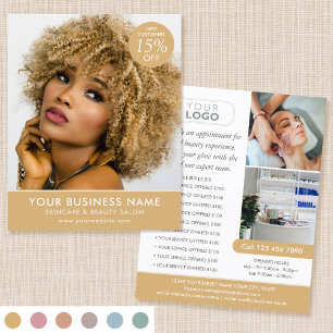 Flyer Chic Modern Makeup Beauty Salon Dourado Business