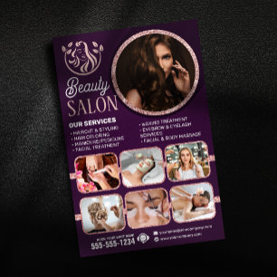 Flyer Chic Rose Gold Beauty Spa Cabelo Unha Maquiagem Sa