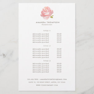 Flyer Chic Watercolor Blush Rosa Pink Preços e Serviço
