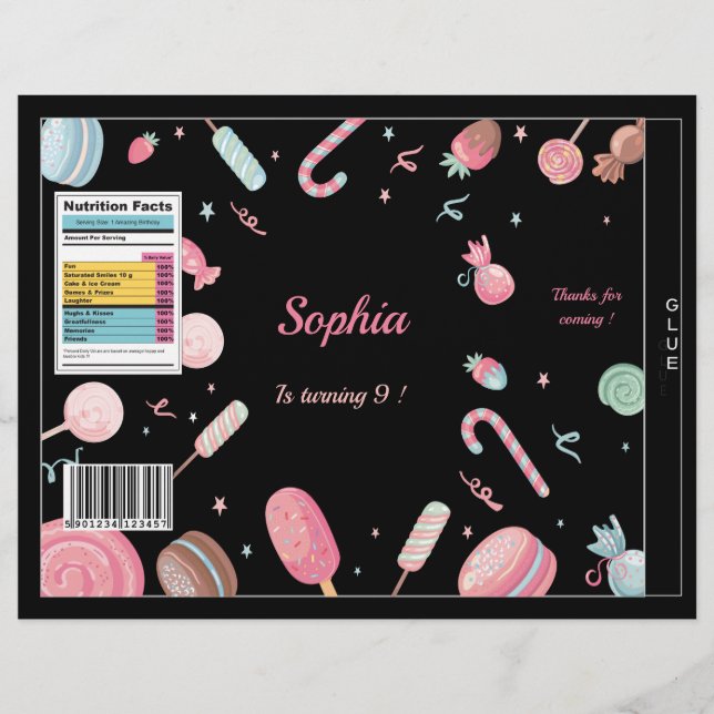 Flyer Chips Bag Candyland Wrapper Party Favor Bag (Frente)