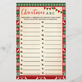 Flyer Christmas ABC Game Ugly Sweater Card