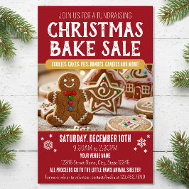 Flyer Christmas Bake Sale Photo Festive Holiday Deep Red