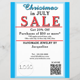 Flyer Christmas in July Sale Jewelry Blue White Heart