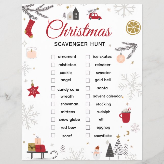 Flyer Christmas Scavenger Hunt Checklist Art (Frente)