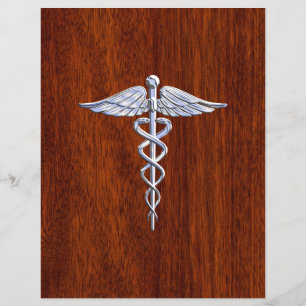 Flyer Chrome Like Caduceus Medical Symbol Mahogany Style