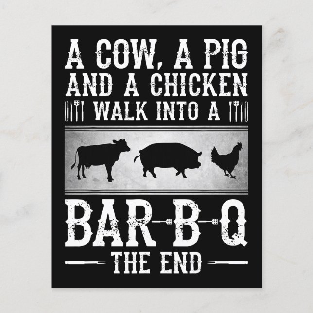 Flyer Churrasco | Uma Vaca A Suíno E Um Frango Entram No (Frente)