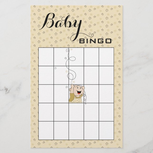 Flyer Chuva de Bebê BINGO Dourado Preto Estrelas Bebê (Frente)