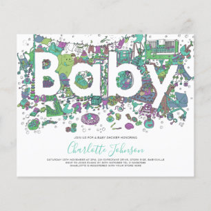 Flyer Chuva de Bebê Elefante Aquarela Orçamento