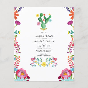 Flyer Chuva de Casal Floral Colorida em Aquarela