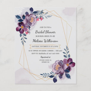 Flyer Chuva de Noiva Floral Roxo Orçamento