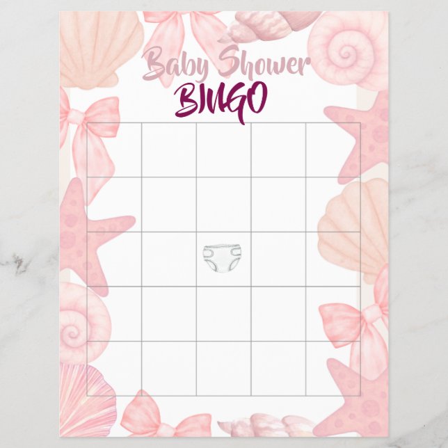 Flyer Chuveiro de Bebê Bingo Rosa Vejo Você Em Breve (Frente)
