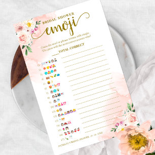 Flyer Chuveiro Floral Dourado Rubor Emoji Pictionary Nup
