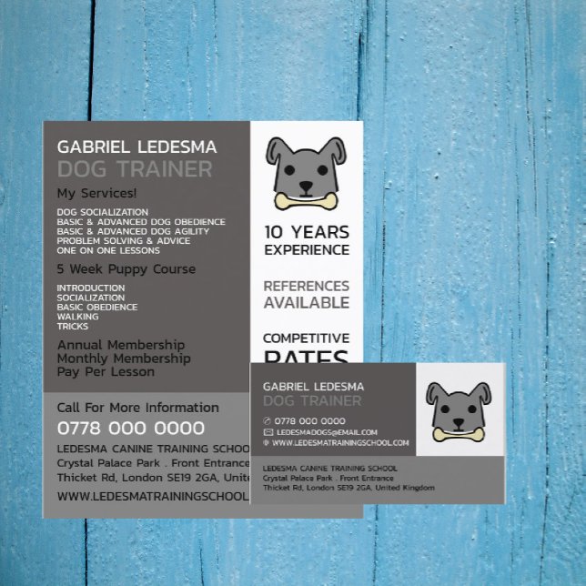 Flyer Cinza Cachorro, Publicidade para Treinador de Cães (Criador carregado)