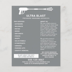 Flyer Cinza De Arma De Água De Lavagem Por Pressão