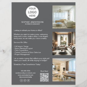 Flyer Cinza de logotipo personalizado moderno Empresa pr