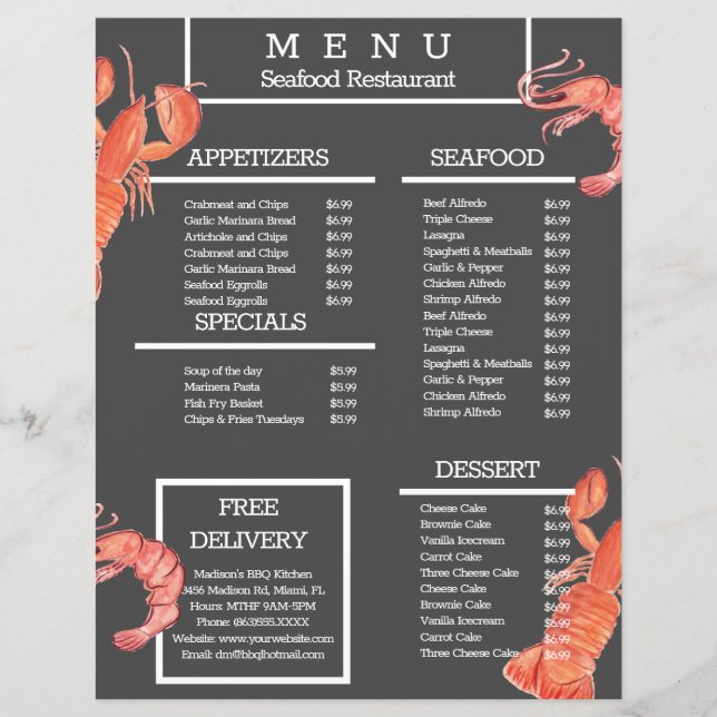 Flyer Cinza do Restaurante do Caranguejo das Marinheiras (Frente)