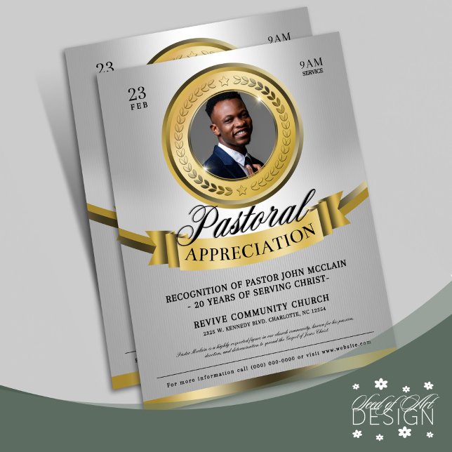Flyer Cinza e reconhecimento Dourado de apreciação pasto (Criador carregado)