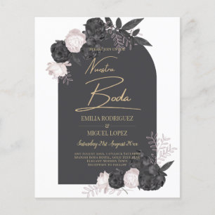 Flyer CINZA NUESTRA BODA Rosas Rosa Espanhola