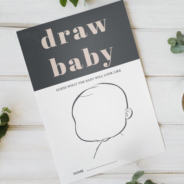 Flyer Cinza Rosa Tipografia Chá Jogo Bebê Desenhar (Criador carregado)