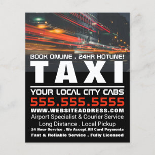 Flyer City Lights, Taxi Cab Firm com Lista de Preços