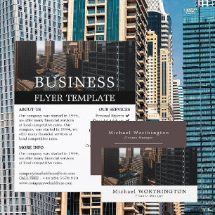 Flyer Cityscape, publicidade comercial e financeira